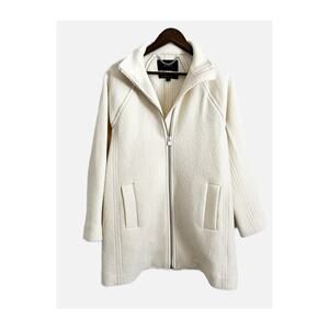 J Crew Italian Boiled Wool Zip Up Coat Cream XS